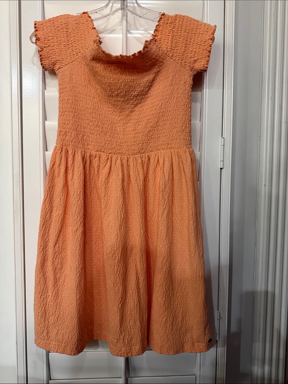 Roxy Orange Smocked Cap-Sleeve Dress - Size M
